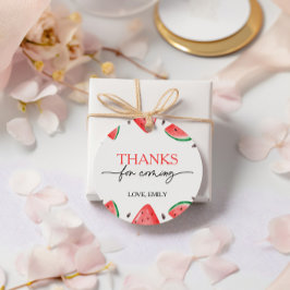 Een in een meloen verjaardag watermeloen dank je bedankjes labels