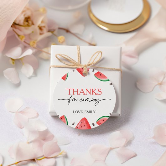 Een in een meloen verjaardag watermeloen dank je bedankjes labels