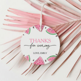 Een in een meloen verjaardag watermeloen dank je bedankjes labels