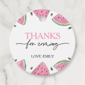 Een in een meloen verjaardag watermeloen dank je bedankjes labels (Voorkant)
