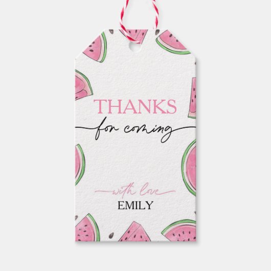Een in een meloen verjaardag watermeloen dank je cadeaulabel (Voorkant)