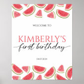 Een in een meloen Verjaardag Welkomstbord Poster (Voorkant)