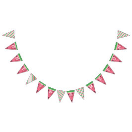 Een in een meloen verjaardagsbanner vlaggetjes