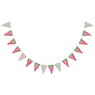 Een in een meloen verjaardagsbanner vlaggetjes