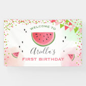 Een in een meloen verjaardagsbanner Watermelon Mei Spandoek (Horizontaal)
