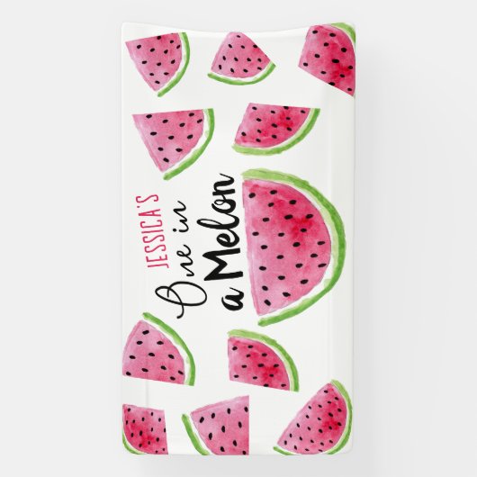 Een in een meloen verjaardagsfeestje spandoek (Verticaal)