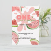 Een in een meloen verjaardagsfeestuitnodiging kaart (Staand voorkant)