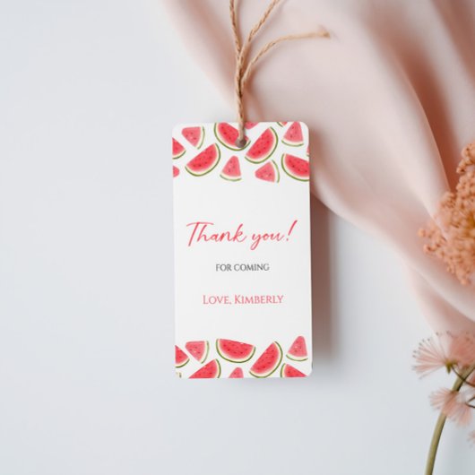 Een in een meloen verjaardagsgunst tag, watermeloe cadeaulabel