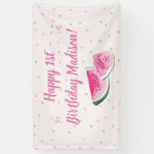 Een in een meloen verkuilt de eerste verjaardag spandoek (Verticaal)