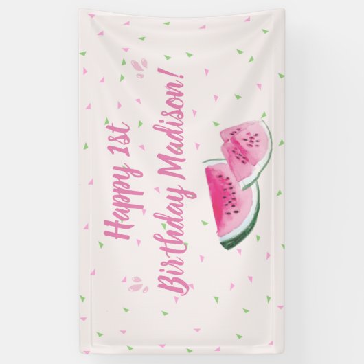 Een in een meloen verkuilt de eerste verjaardag spandoek (Verticaal)