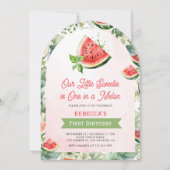 Een in een meloen watermeloen 1e eerste verjaardag kaart (Voorkant)