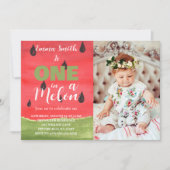 Een in een meloen Watermeloen 1e Verjaardag Foto Kaart (Voorkant)