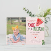 Een in een meloen | Watermeloen | 1e verjaardag Kaart (Staand voorkant)