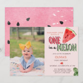 Een in een meloen | Watermeloen | 1e verjaardag Kaart (Voorkant / Achterkant)