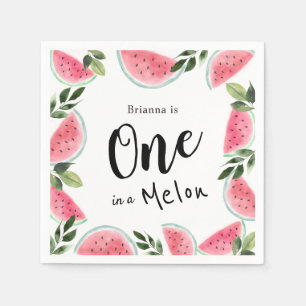 Een in een meloen Watermeloen 1e Verjaardag Papier Servet