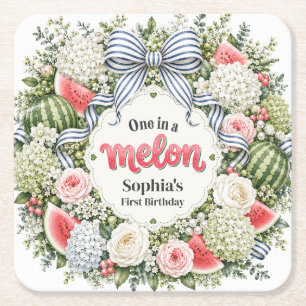 Eén in een Meloen Watermeloen Bloemige Eerste Verj Kartonnen Onderzetters