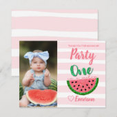 Een in een meloen, watermeloen Dank je, afbeelding Bedankkaart (Voorkant / Achterkant)