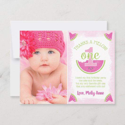 Een in een meloen Watermeloen Dank je Kaart (Voorkant)