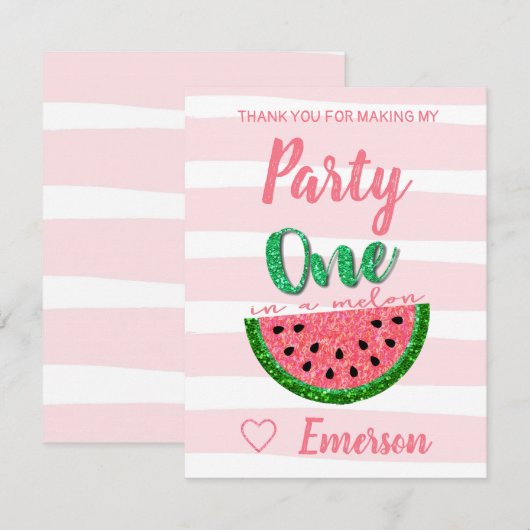 Een in een meloen, watermeloen Dank u Kaart (Voorkant / Achterkant)