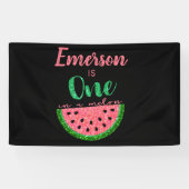 Een in een meloen Watermeloen Eerste Verjaardag Ba Spandoek (Horizontaal)
