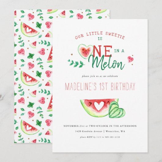 Eén in een meloen | Watermeloen eerste verjaardag Kaart (Voorkant / Achterkant)