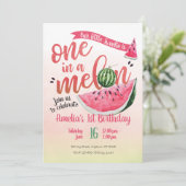 Een in een meloen Watermeloen Eerste Verjaardag Ui Kaart (Staand voorkant)