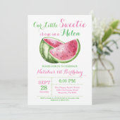 Een in een meloen Watermeloen Eerste Verjaardag Ui Kaart (Staand voorkant)