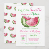 Een in een meloen Watermeloen Eerste Verjaardag Ui Kaart (Voorkant / Achterkant)