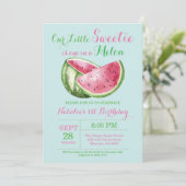Een in een meloen Watermeloen Eerste Verjaardag Ui Kaart (Staand voorkant)