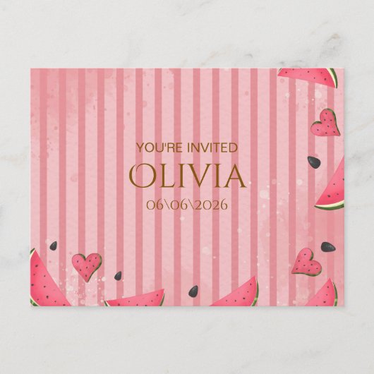 Eén in een Meloen Watermeloen Eerste Verjaardagsui Briefkaart (Voorkant)