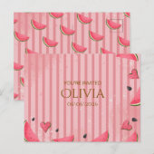 Eén in een Meloen Watermeloen Eerste Verjaardagsui Briefkaart (Voorkant / Achterkant)