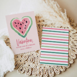 Een in een meloen watermeloen Kinder Valentijnsdag Notitiekaartje