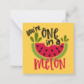Een in een meloen Watermeloen Pun Notitiekaartje (Voorkant)