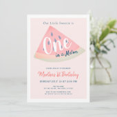 Een in een meloen Watermeloen Roze 1e Verjaardag Kaart (Staand voorkant)