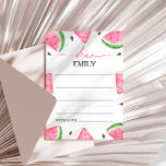 Een in een meloen watermeloen tijd capsule Kaart<br><div class="desc">Leg herinneringen vast met onze "One In A Melon" Watermelon Time Capsule Kaart. Deze kaart is perfect voor gasten om hun wensen, voorspellingen of herinneringen op te schrijven en ze in de tijdcapsule te plaatsen die op een later tijdstip wordt geopend. De kaart is voorzien van een charmant watermeloenontwerp, dat...</div>