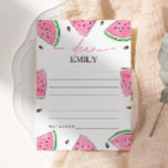 Een in een meloen watermeloen tijd capsule Kaart<br><div class="desc">Introductie van onze "One In A Melon" Watermelon Time Capsule Kaart, een speciale toevoeging om herinneringen vast te leggen van de verjaardagsviering van uw kind. Deze charmante kaart is voorzien van prachtige watermeloen graphics en levendige kleuren, perfect voor het behoud van kostbare momenten en berichten. Gemakkelijk aan te passen, kunt...</div>