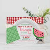 Eén in een meloen, watermeloen uitnodiging, pickni kaart (Staand voorkant)