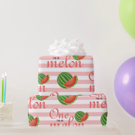 Een in een meloen watermeloen verjaardagsfeestje cadeaupapier