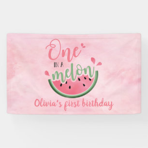 Eén in een Meloen watermeloen waterverf 1e verjaar Spandoek