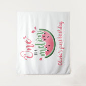 Eén in een Meloen watermeloen waterverf 1e verjaar Wandkleed (Voorkant)