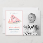 Een in een meloen Watermeloen Wit 1e Verjaardag Fo Kaart (Voorkant)