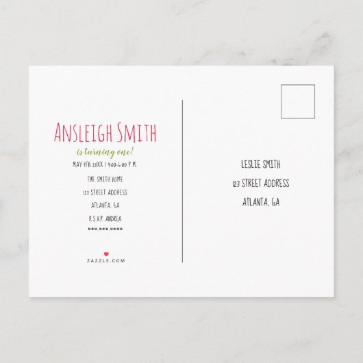 Een in een meloen watermeloen zwart + wit verjaard uitnodiging briefkaart (Achterkant)