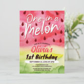 Een in een meloen Watermelon 1e Verjaardagsfeest Kaart (Staand voorkant)