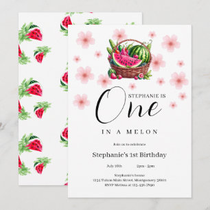 Een in een meloen Watermelon 1e Verjaardagsfeest Kaart