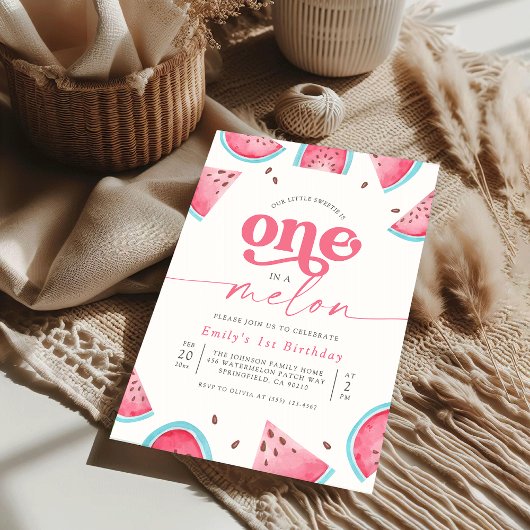 Een in een meloen Watermelon 1e Verjaardagsfeest Kaart