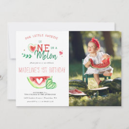 Eén in een meloen | Watermelon First Birthday Invi Kaart