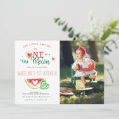 Eén in een meloen | Watermelon First Birthday Invi Kaart (Staand voorkant)