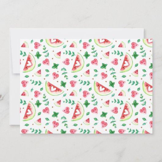 Eén in een meloen | Watermelon First Birthday Invi Kaart (Achterkant)