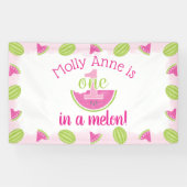Een in een meloen Watermelon Meisje 1e Verjaardag Spandoek (Horizontaal)