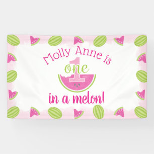 Een in een meloen Watermelon Meisje 1e Verjaardag Spandoek